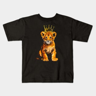 Crayon Lion Cub With Crown #2 Kids T-Shirt